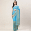 Nyra – Firozi Blue Handwoven Linen Tissue Saree