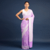 LAVENDER KHADDI GEORGETTE BANARASI SILK SAREE