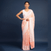 PEACH KHADDI GEORGETTE BANARASI SILK SAREE