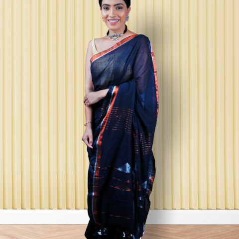 Black Triangle Mul Cotton Saree