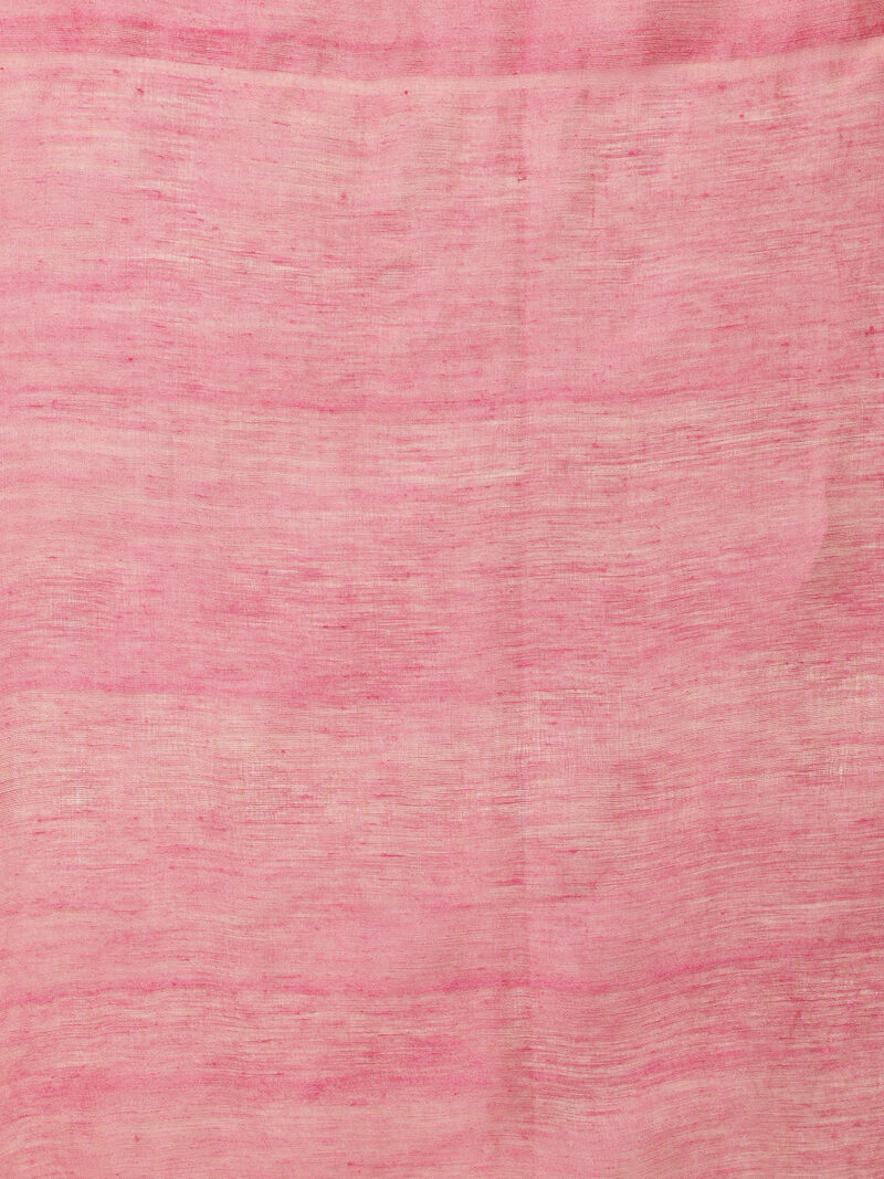 Nyra – Hot Pink Handwoven Linen Tissue Saree - Image 6