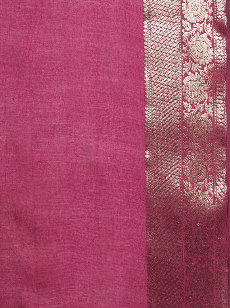 WINE CHINIA KATAN BANARASI SILK SAREE - Image 6