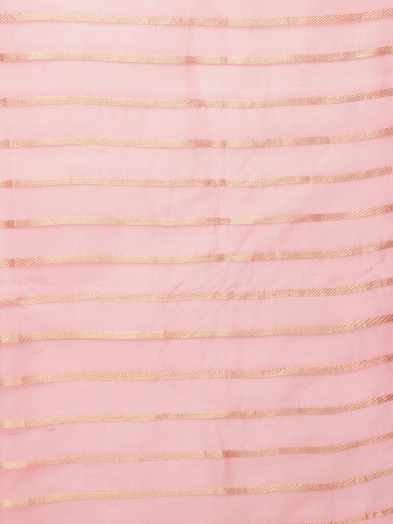 PINK KORA SILK KADWA WEAVE BANARASI SAREE - Image 6