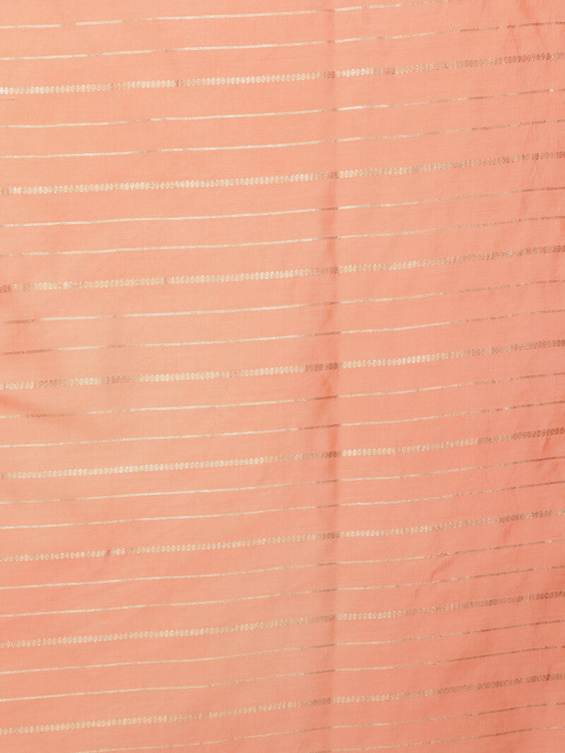 OMBRE PEACH KORA SILK KADWA WEAVE BANARASI SAREE - Image 6