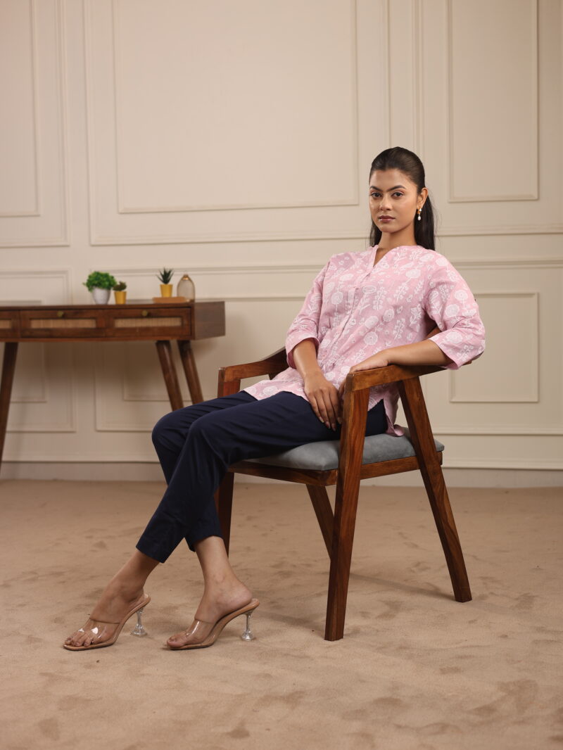 Women’s Cotton Straight Fit Pants with Pockets – Comfort Fit Dailywear – In Navyblue Color - Image 4