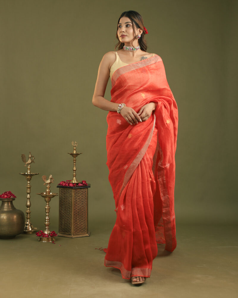 Raaya Ruby Red Banarasi Saree - Image 4