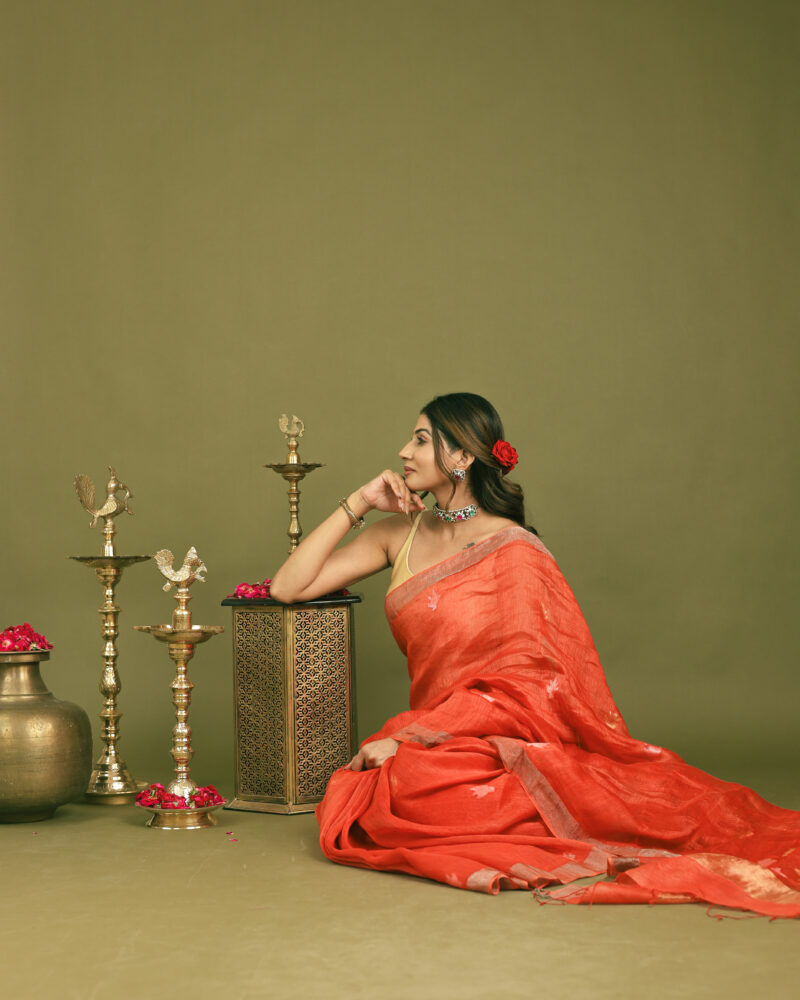 Raaya Ruby Red Banarasi Saree - Image 9