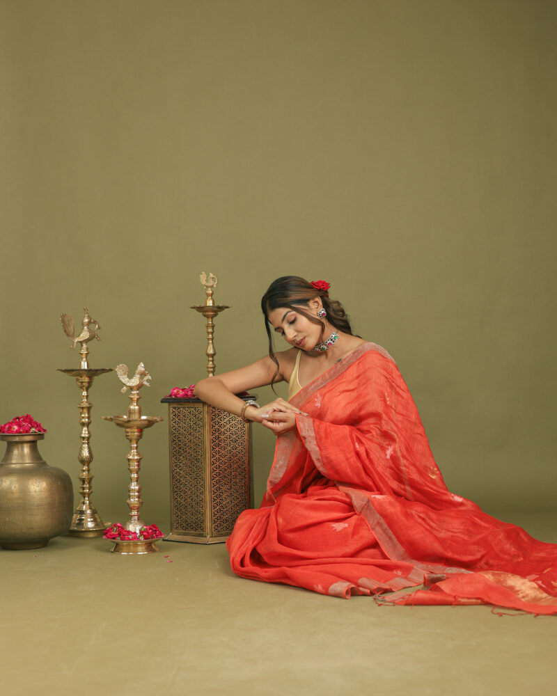 Raaya Ruby Red Banarasi Saree - Image 10