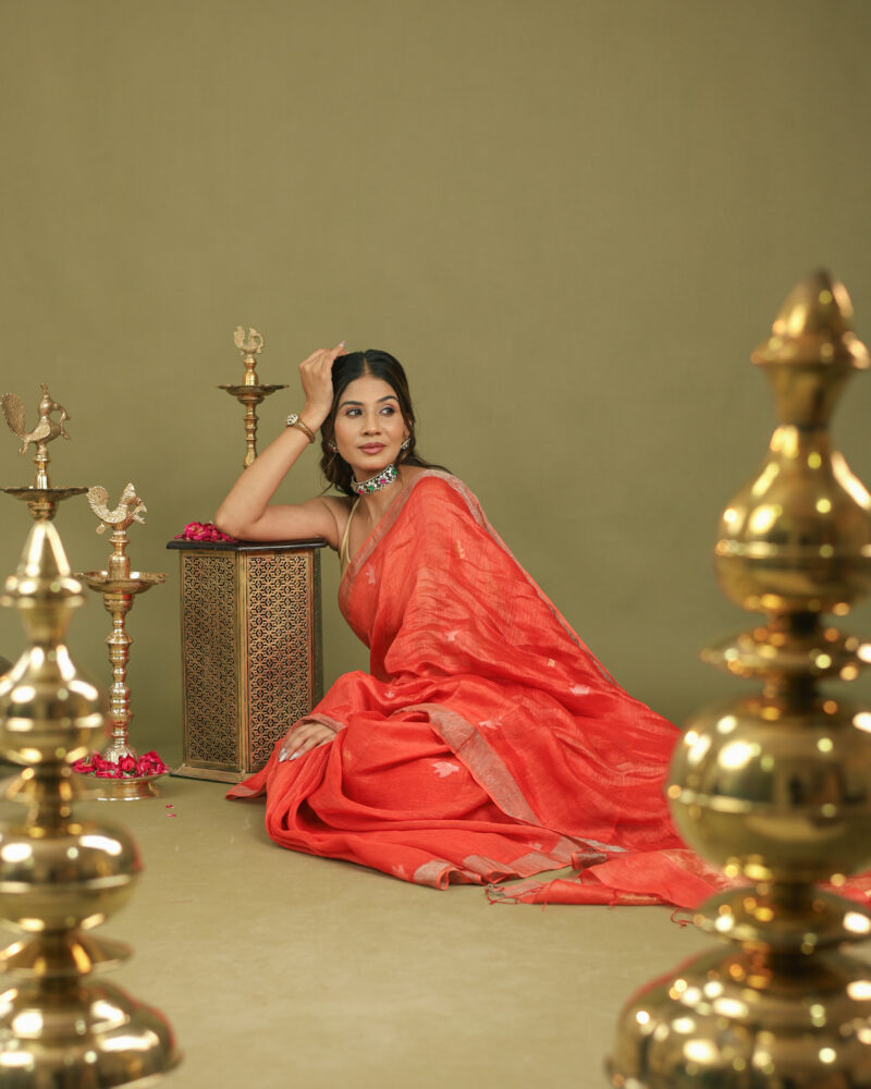 Raaya Ruby Red Banarasi Saree - Image 12