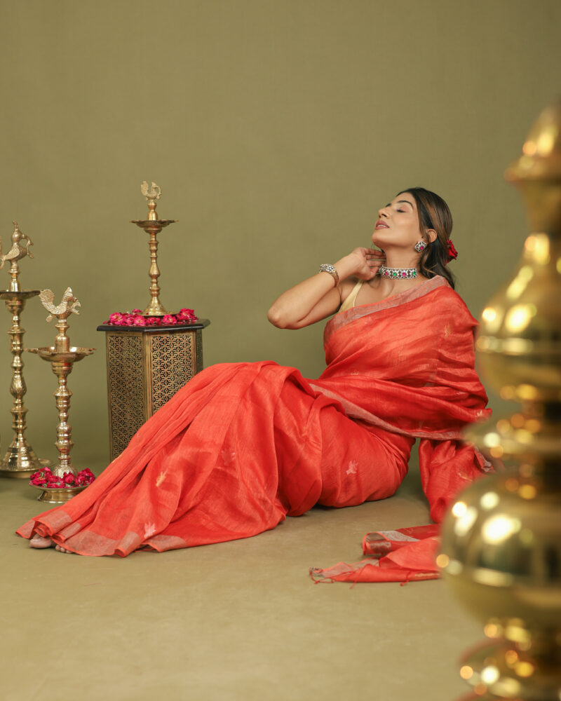 Raaya Ruby Red Banarasi Saree - Image 13