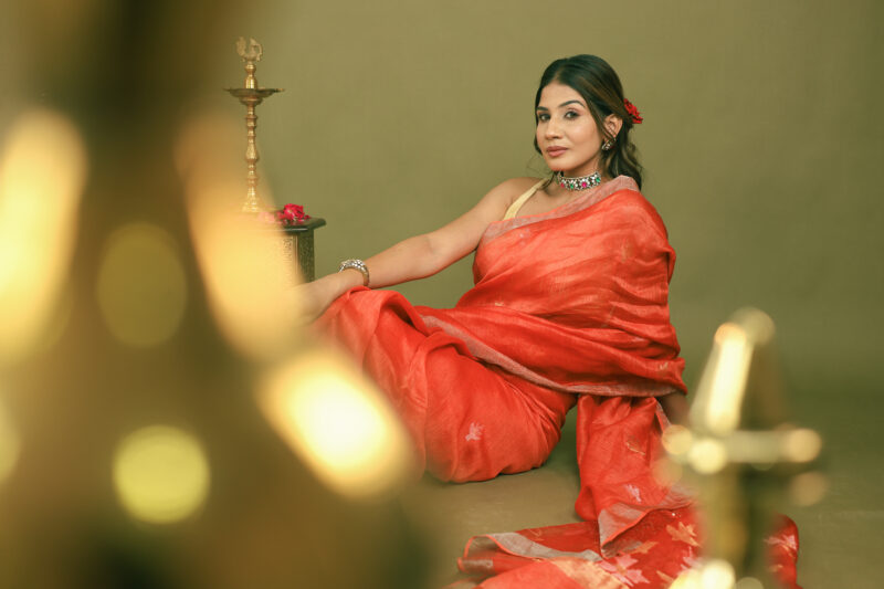 Raaya Ruby Red Banarasi Saree - Image 14