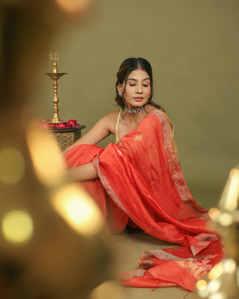 Raaya Ruby Red Banarasi Saree - Image 15