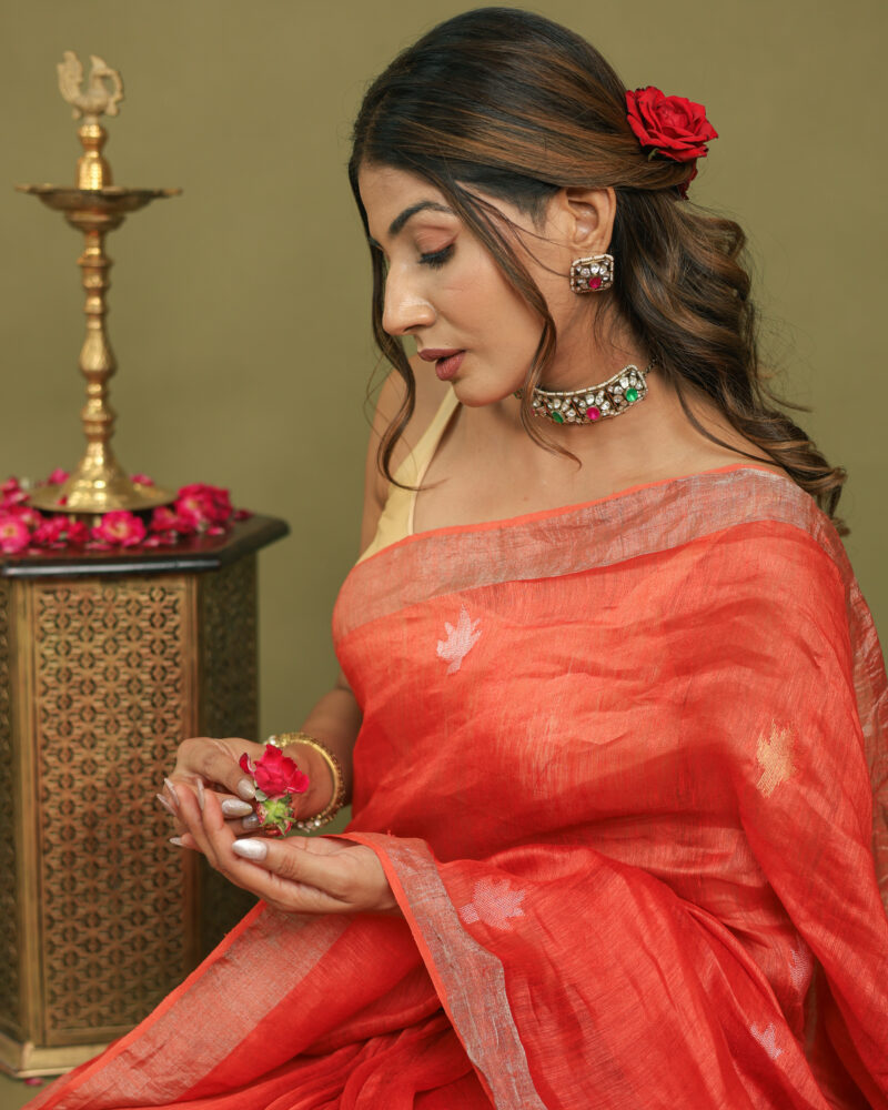 Raaya Ruby Red Banarasi Saree - Image 16