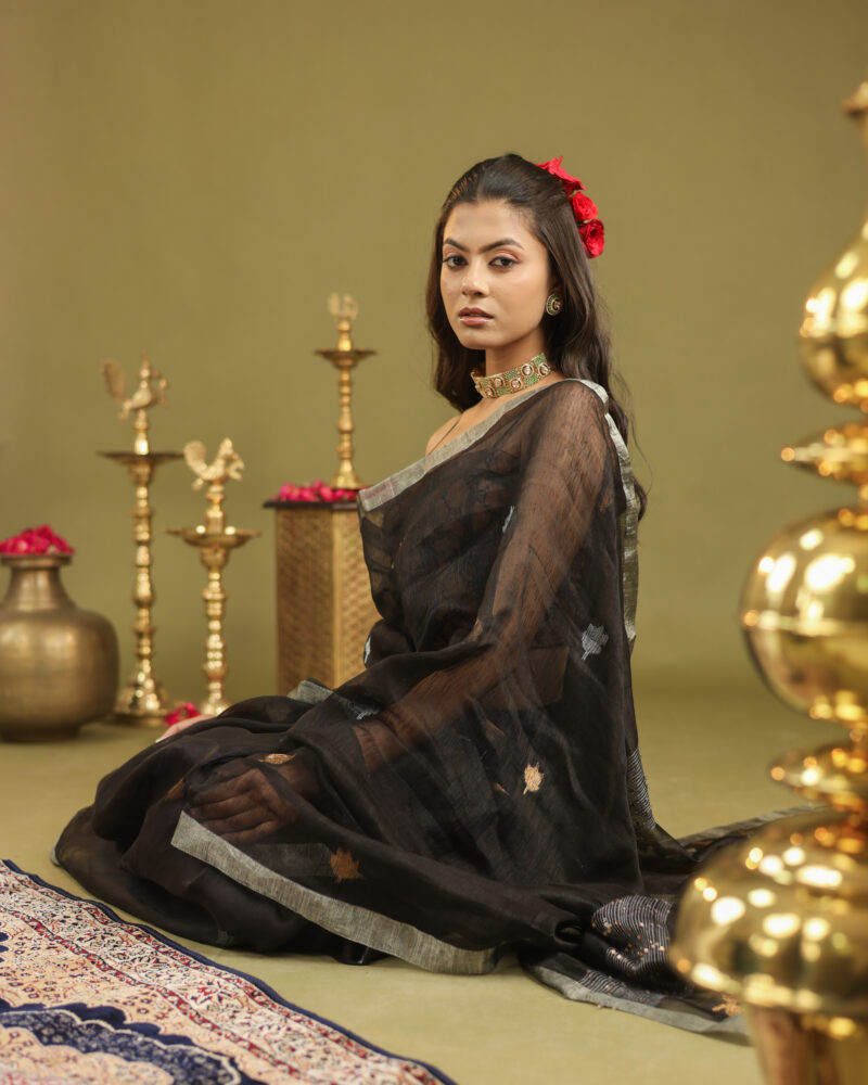 Raaya Black Banarasi Saree - Image 13