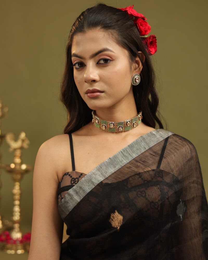 Raaya Black Banarasi Saree - Image 15