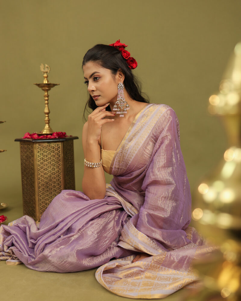 Noor Mauve Banarasi Saree - Image 10