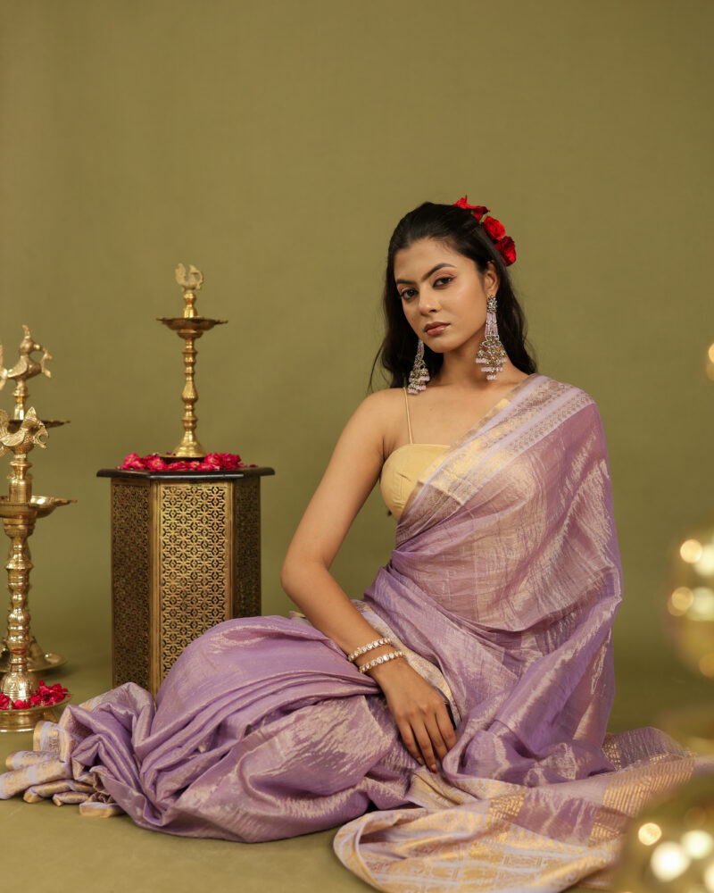 Noor Mauve Banarasi Saree - Image 8