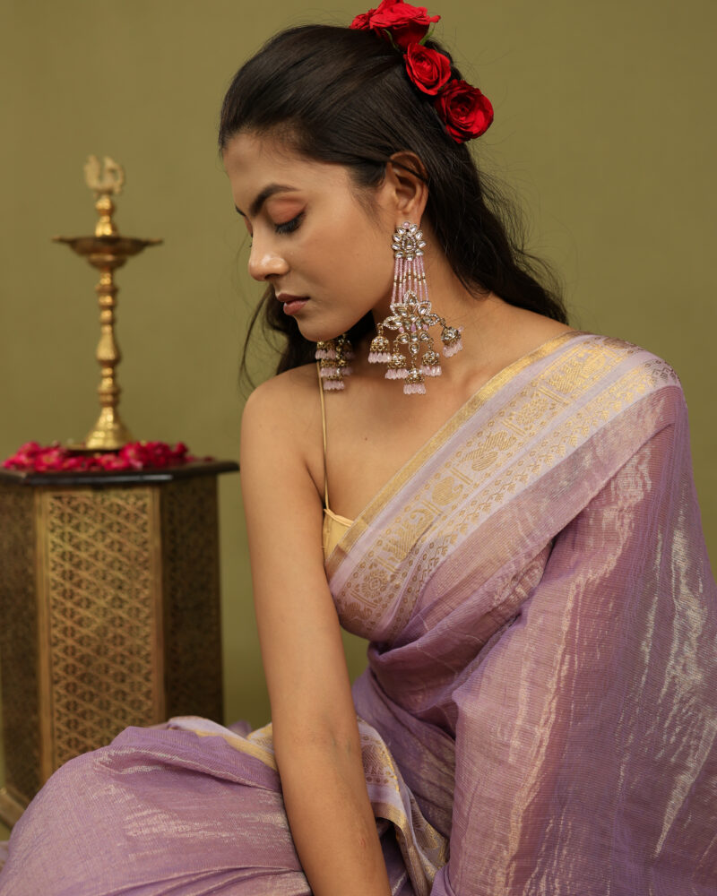 Noor Mauve Banarasi Saree - Image 7