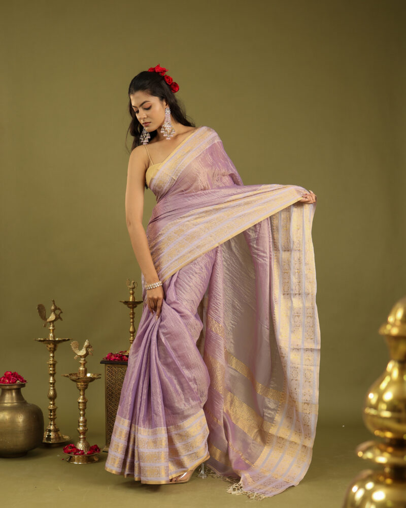 Noor Mauve Banarasi Saree - Image 6