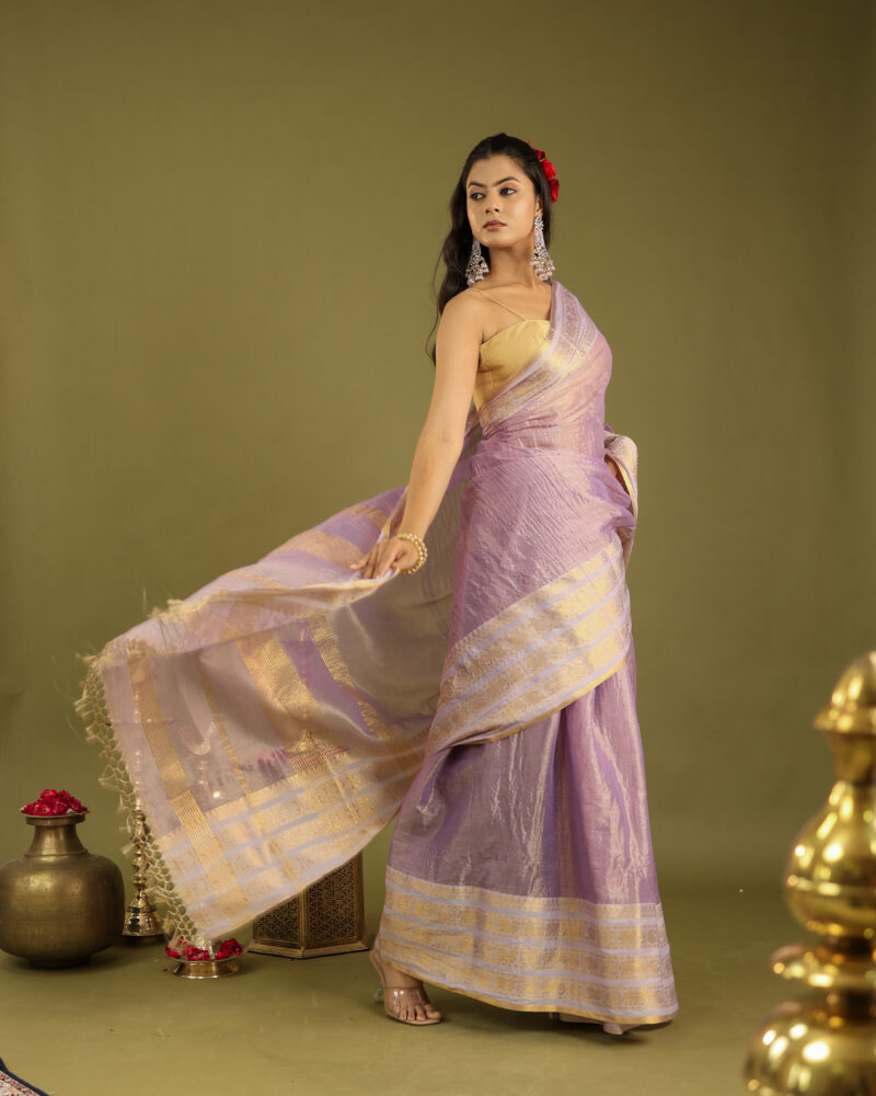 Noor Mauve Banarasi Saree - Image 5