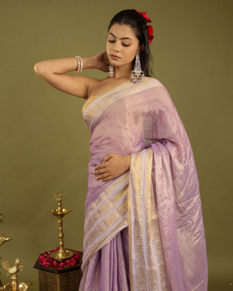 Noor Mauve Banarasi Saree - Image 4