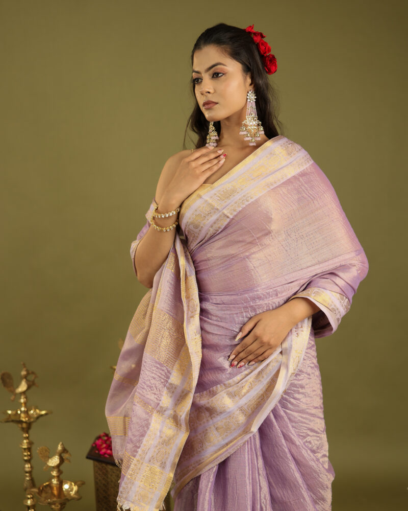 Noor Mauve Banarasi Saree - Image 3