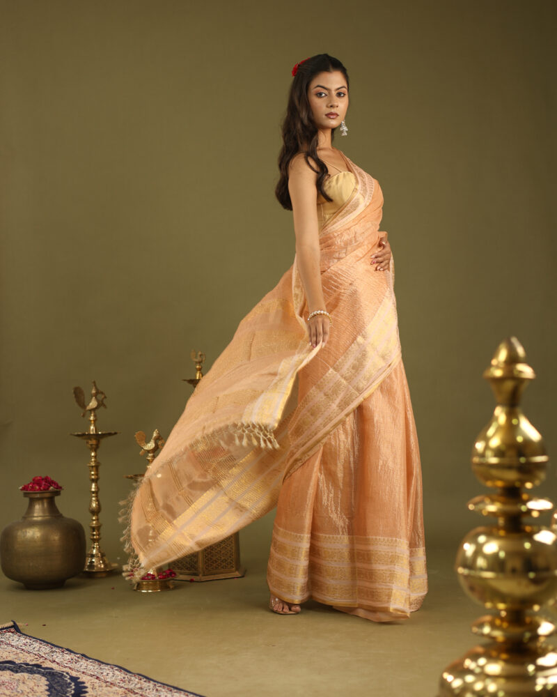 Noor Peach Banarasi Saree - Image 3