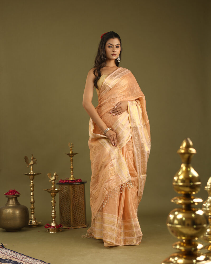 Noor Peach Banarasi Saree - Image 4