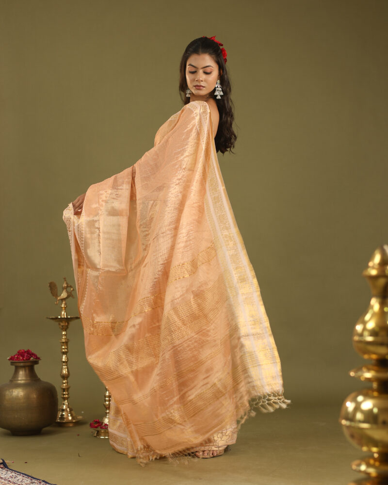 Noor Peach Banarasi Saree - Image 7