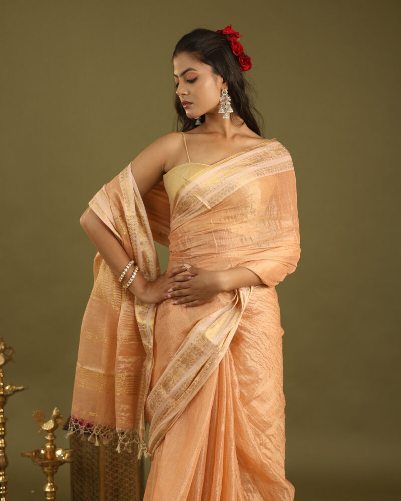 Noor Peach Banarasi Saree - Image 8