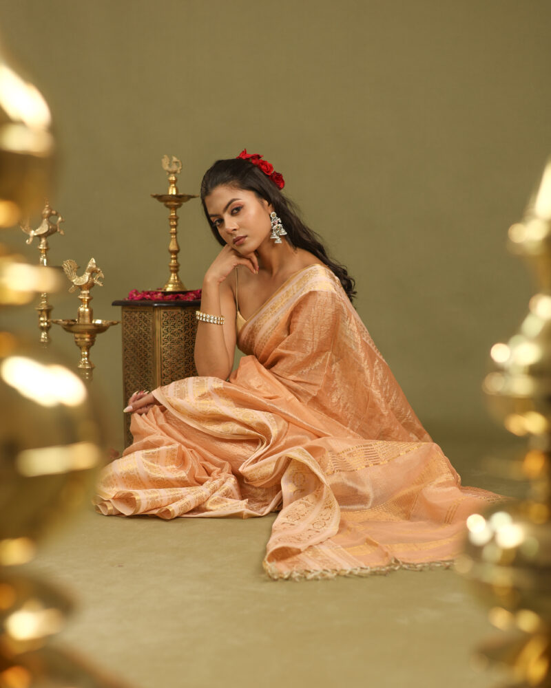 Noor Peach Banarasi Saree - Image 10