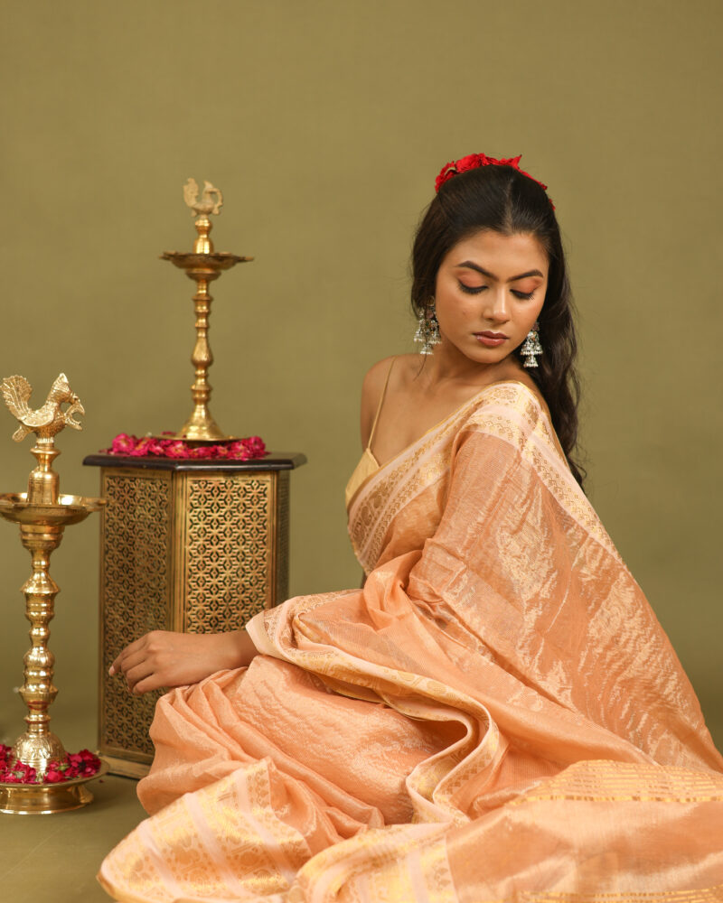Noor Peach Banarasi Saree - Image 12