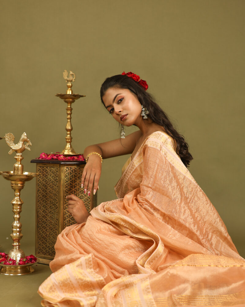 Noor Peach Banarasi Saree - Image 13
