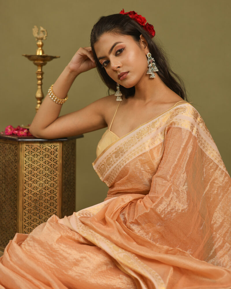 Noor Peach Banarasi Saree - Image 15