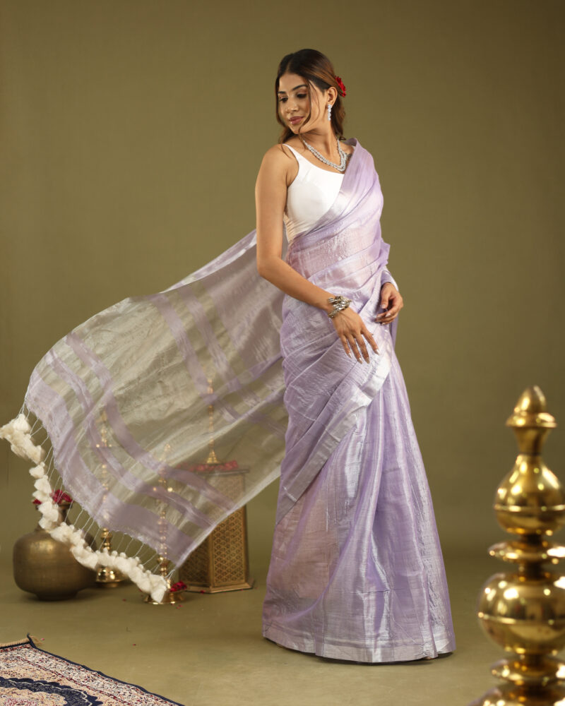Navya Lilac Banarasi Saree - Image 4