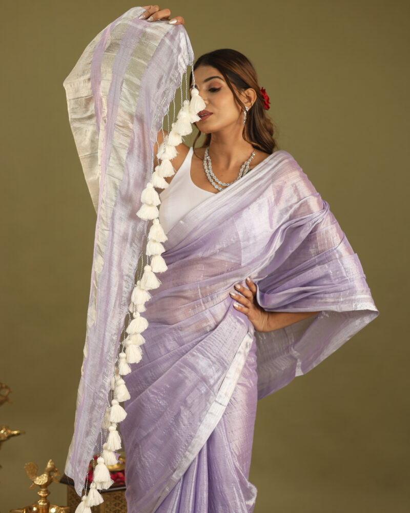Navya Lilac Banarasi Saree - Image 8