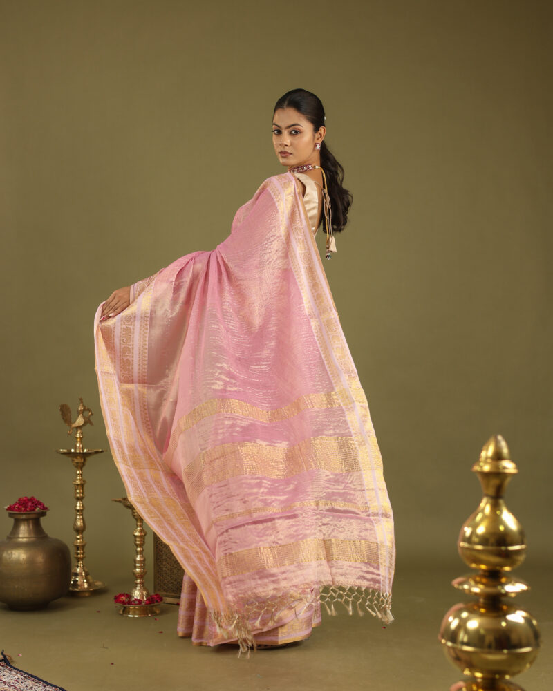 Noor Baby Pink Banarasi Saree - Image 3
