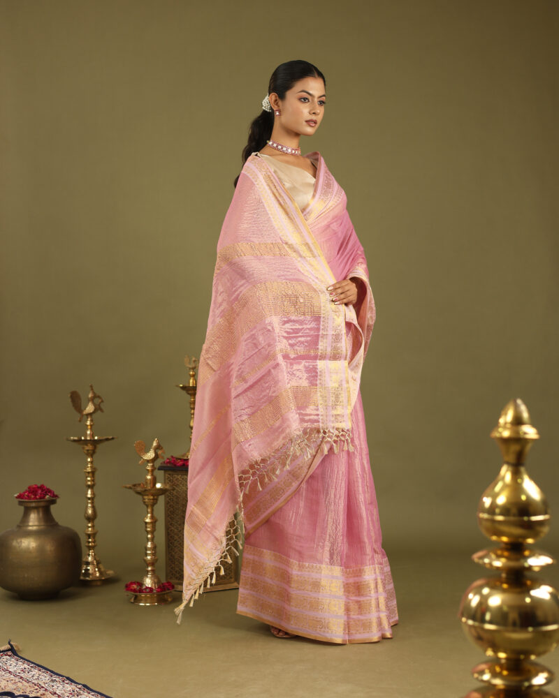 Noor Baby Pink Banarasi Saree - Image 5