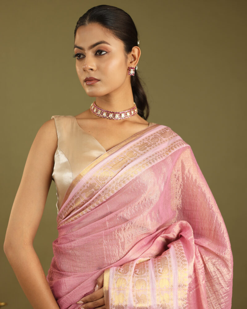Noor Baby Pink Banarasi Saree - Image 8