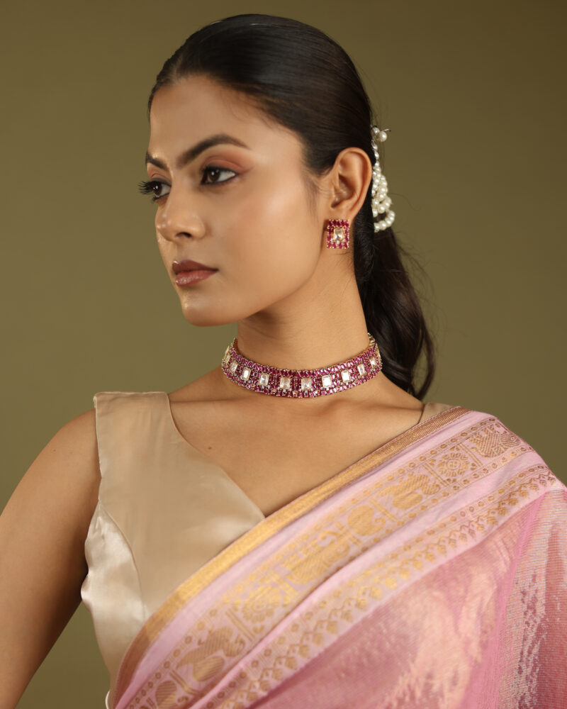 Noor Baby Pink Banarasi Saree - Image 9