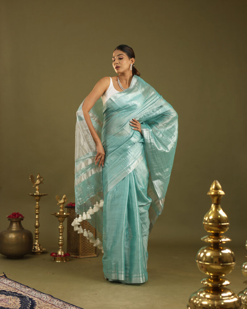 Navya Aqua Banarasi Saree - Image 2