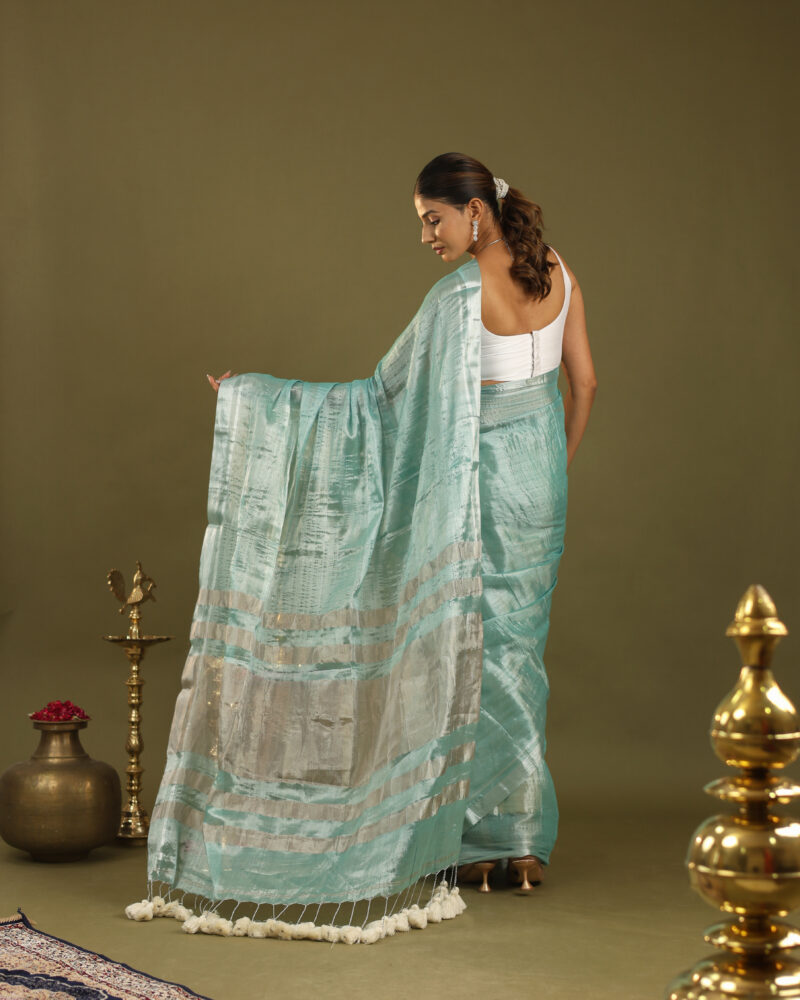 Navya Aqua Banarasi Saree - Image 4