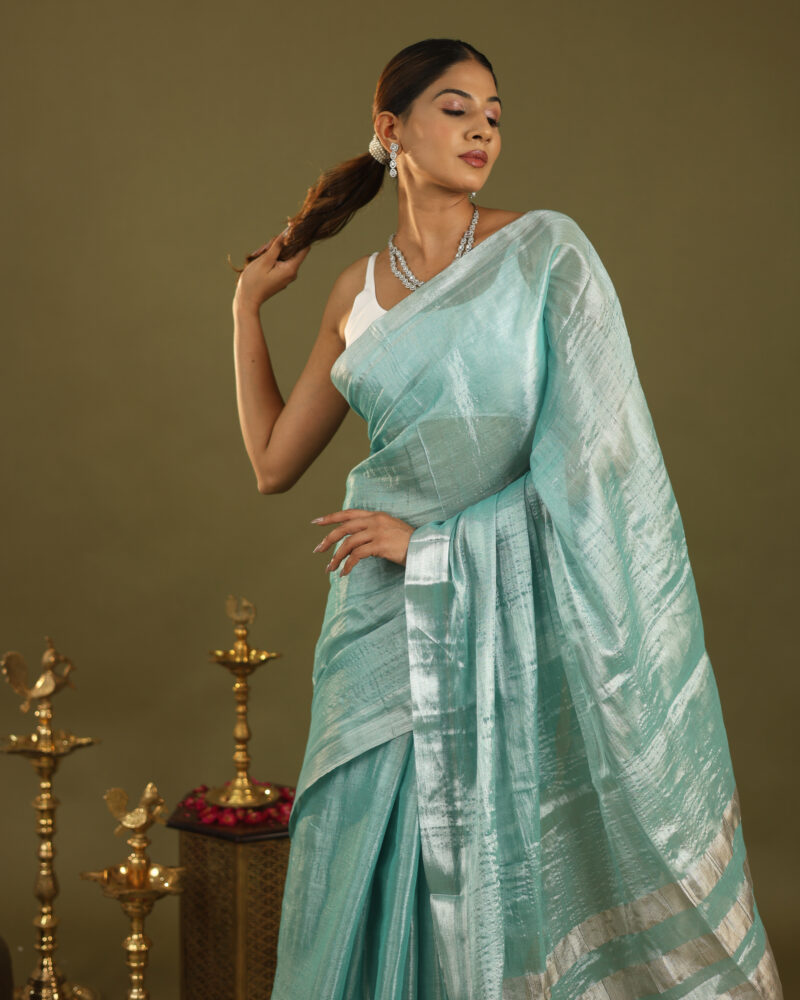 Navya Aqua Banarasi Saree - Image 5