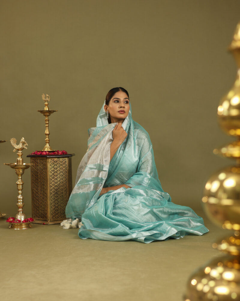 Navya Aqua Banarasi Saree - Image 6