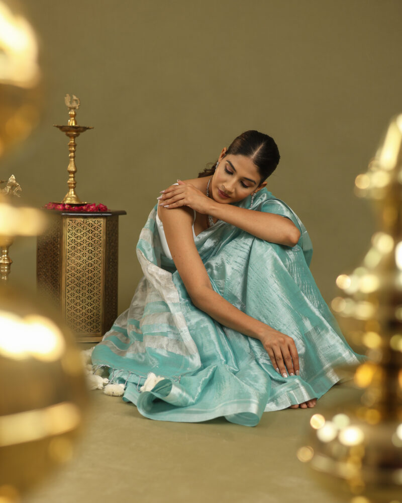 Navya Aqua Banarasi Saree - Image 7