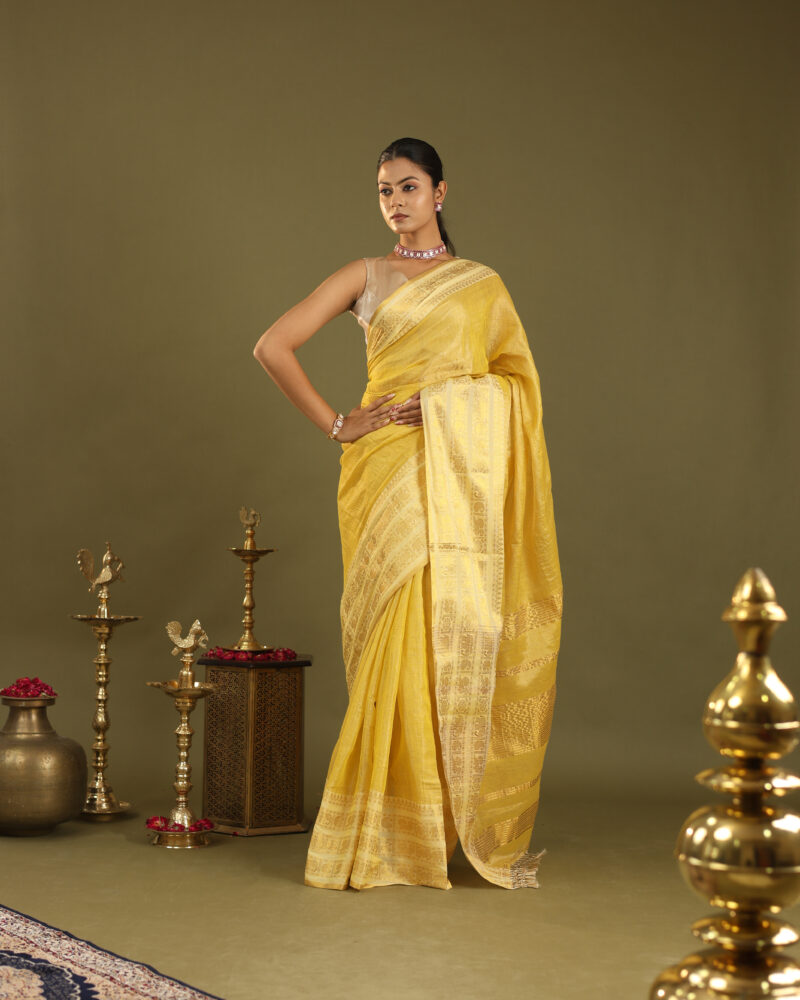 Noor Yellow Banarasi Saree - Image 2