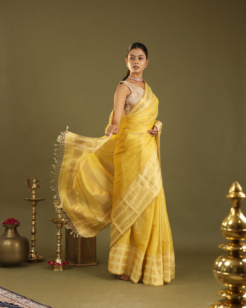 Noor Yellow Banarasi Saree - Image 3