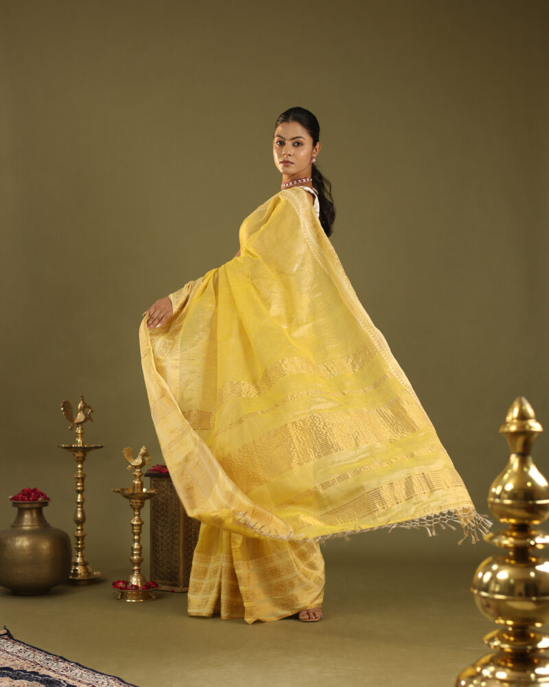 Noor Yellow Banarasi Saree - Image 4