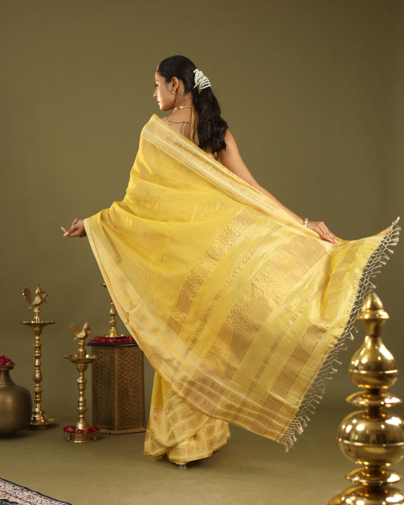 Noor Yellow Banarasi Saree - Image 5