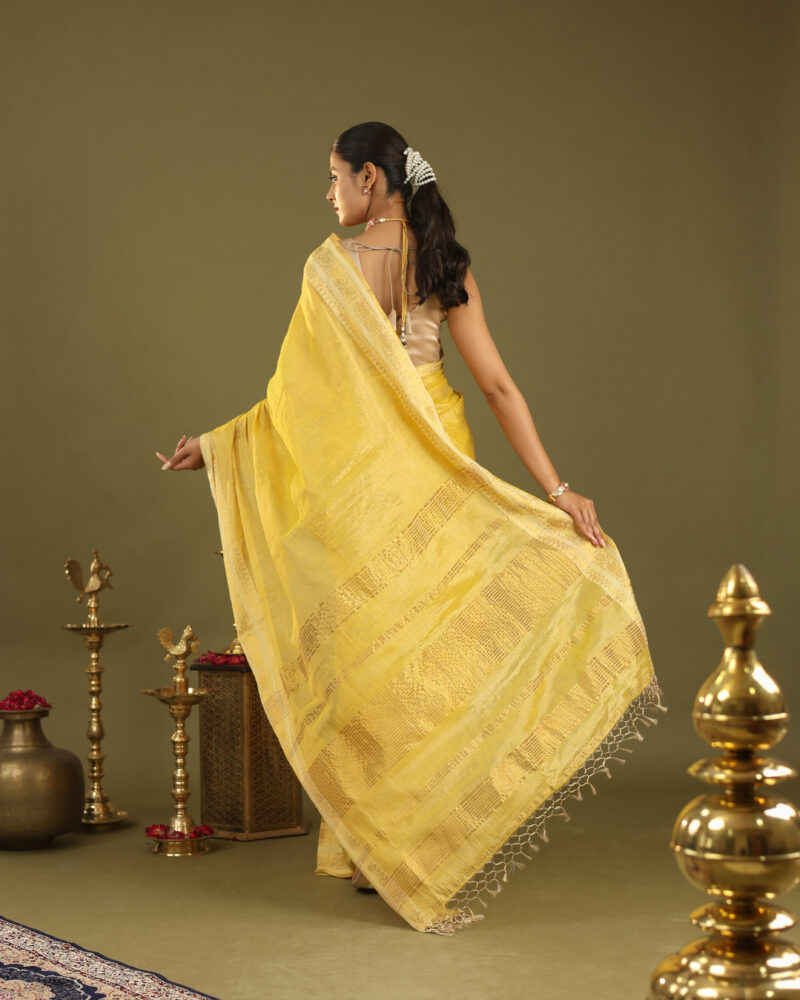 Noor Yellow Banarasi Saree - Image 6